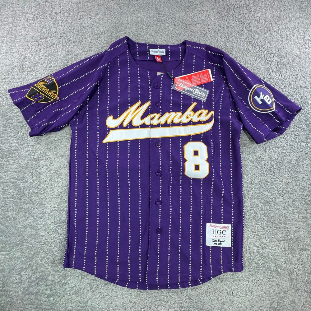 Headgear Classics Kobe Bryant Lakers Mamba Pinstripe Purple‎ Baseball Jersey Med